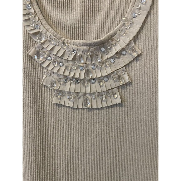 Ruby Rd. Ribbed Tank Top Women Plus 3X Beige Sleeveless Beaded Heavyweight - Picture 3 of 8
